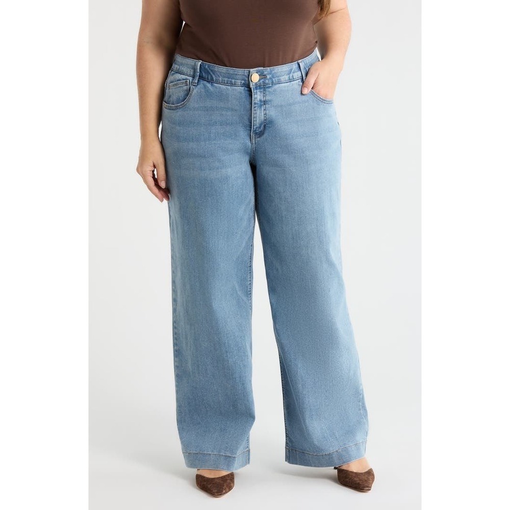 Wit & Wisdom Sam High Rise Wide Leg Ab-solution Jeans Light Wash Blue Size 16
